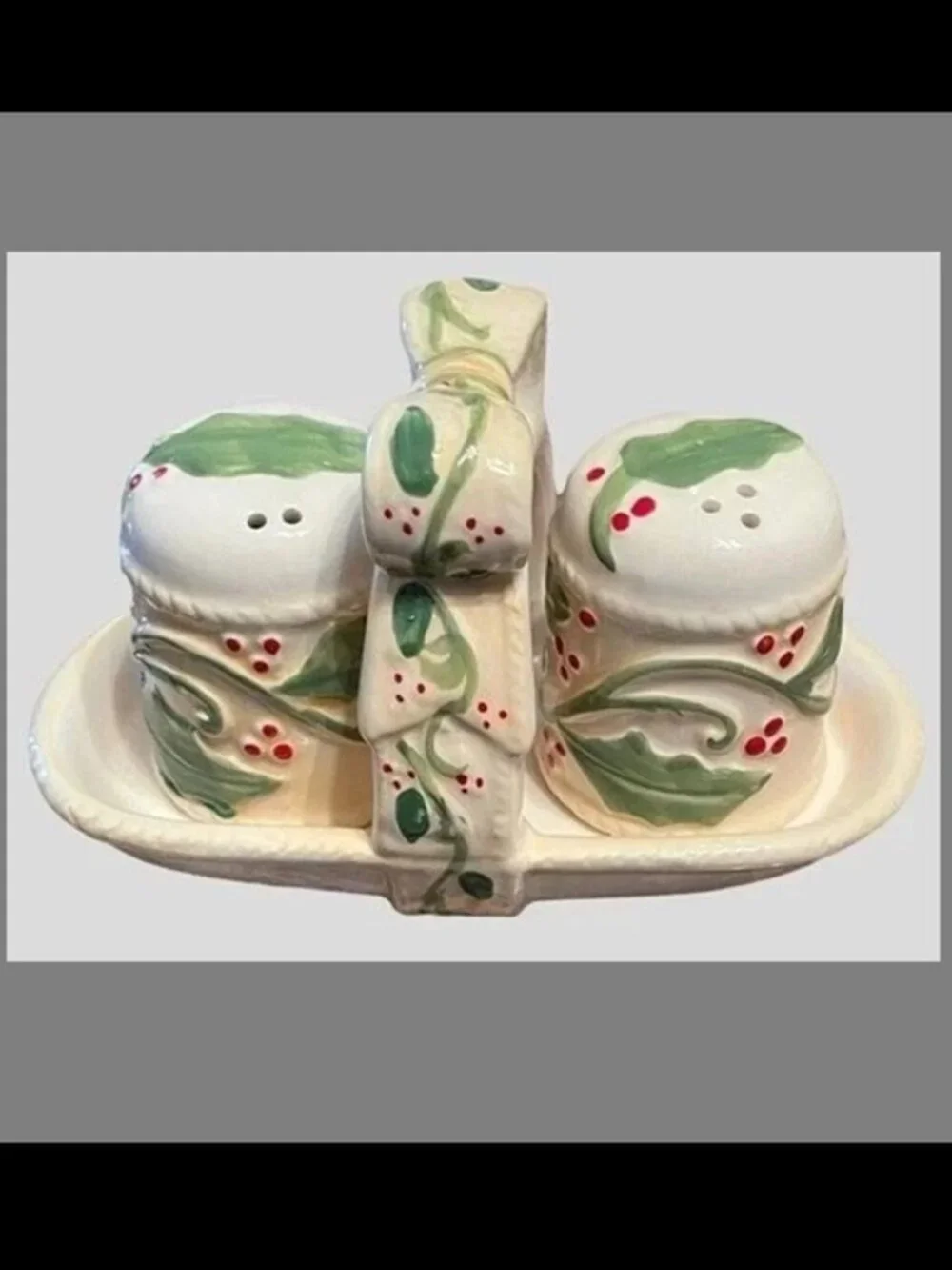 Elegant Holly Salt & Pepper with Rack 3pc Set 5 3/4